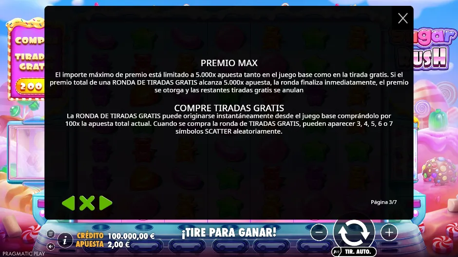 Sugar Rush — premio máximo y compra de bono